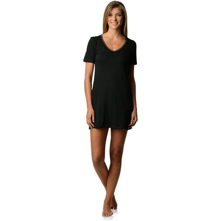 Jersey Nightshirt - Casual Nights Womens Short Sleeve Dorm Sleep Nightshirt Tee