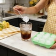 thumbnail image 5 of Ice Cube Mold with Lid, Silicone Rose Ice Cube Tray for Freezer, Easy Release Ice Trays Maker, Make 9 Ice Ball Maker Mold Flower Ice Tray Mold for ,Green, 5 of 7