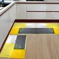 thumbnail image 2 of Kitchen Rugs Sets 2 Piece Floor Mats Grey and Yellow Street Art Abstract Design Square Theme Doormat Non-Slip Rubber Backing Area Rugs Carpet Inside Door Mat Pad Sets-15.7" x 23.6"+15.7" x 47.2", 2 of 6