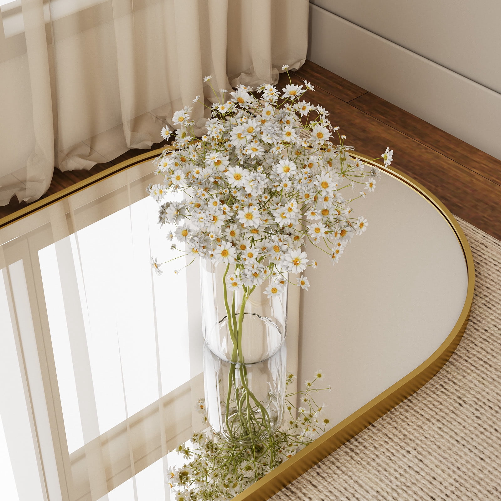 AUROMIR 16"x59" Arched Full Length Mirror Full Body Free Standing Floor Mirror, Gold