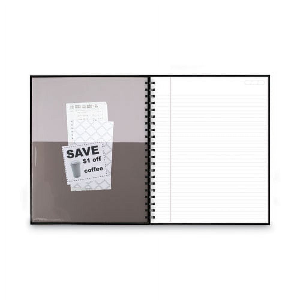 Hardbound Notebook With Pocket, 1 Subject, Wide/legal Rule, Black Cover, 11 X 8.5, 96 Sheets | Bundle of 5 Each