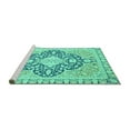 thumbnail image 2 of Ahgly Company Machine Washable Indoor Rectangle Geometric Turquoise Blue Traditional Area Rugs, 8' x 12', 2 of 4