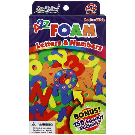 letters foam numbers stickers sparkly peel stick artskills a2z pieces walmart pkg letter