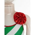 thumbnail image 6 of TTAO Children Kids Girl Christmas Dance Outfit Straps Stripes Print Jumpsuit Mrs Santa Elf Ballet Leotard Green 10, 6 of 7
