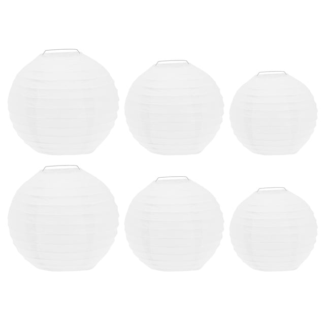 Miangastore 6 Pcs Round Paper Lanterns for Party Decoration with Iron Frame