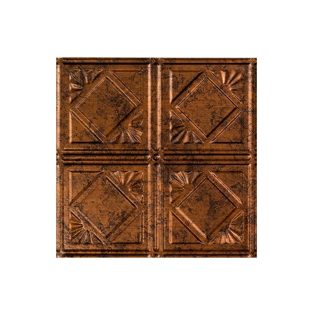 Fasade Easy Installation Traditional 4 Moonstone Copper Glue Up Ceiling Tile/ Ceiling Panel (12" X 12" Sample)