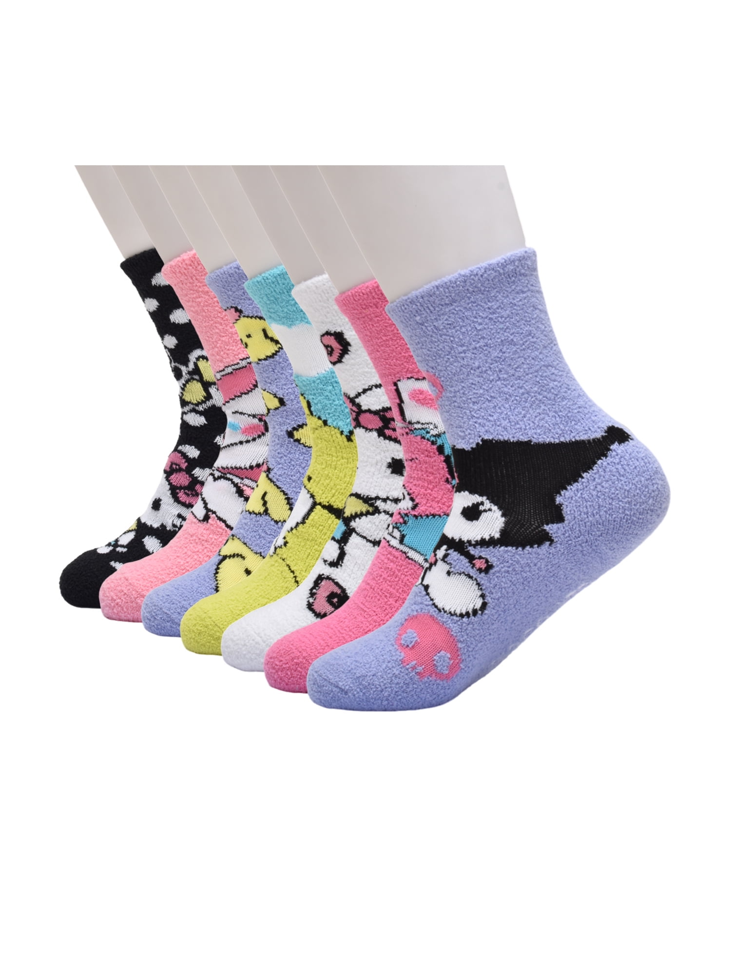 Sanrio Hello Kitty Womens 7-Pack Box Set Low Cut Cozy Socks, Shoe Size 4-10