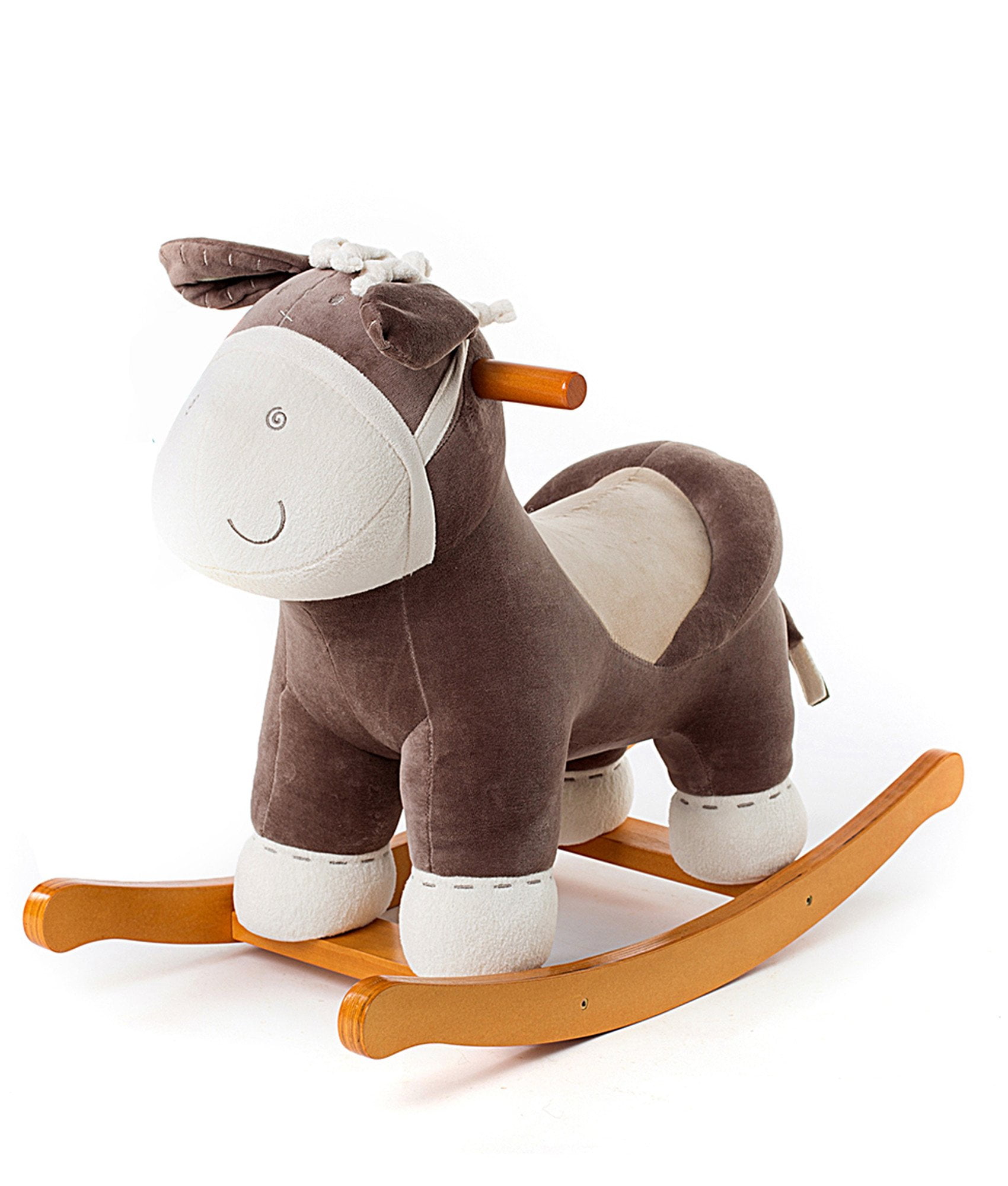 Labebe Child Rocking Horse, Wooden Rocking Horse Toy, Dark Brown Donkey