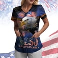 thumbnail image 2 of GEWSEY 4th Of July Scrub Tops Women Short Sleeve V Neck Fourth With Pockets Patriotic For Nurses Holiday Scrubs (Dark Blue, M), 2 of 6