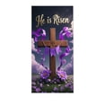 thumbnail image 2 of VBBHG He is Risen Easter Door Cover - Religious Christian Decorations with Cross & White Lilies, Purple Resurrection Sunday Banner for Front Door, Holy Week Church Home Wall Backdrop Decor, 2 of 6