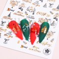 thumbnail image 3 of Pegatinas para uñas con letras de Feliz Navidad, decoración de Año Nuevo, adornos deslizantes con palabras láser doradas, copos de nieve, calcomanías de árbol de alce, GLCJ-022, 3 of 4