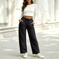 thumbnail image 6 of Barrel Sweatpants for Womens Loose Wide Leg High Waisted Sweat Pants Casual Lounge Sport Pants with Pockets Black L, 6 of 9