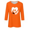 thumbnail image 4 of Dadaria Tee-Shirt pour Femmes Orange Manches 3/4 Col Rond Grande Taille Été Empreintes Chandail Blouses L, 4 of 5