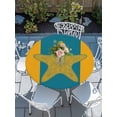 thumbnail image 6 of Round Fitted Tablecloth with Elastic Starfish Tablecloths Waterproof Oil Proof Turquoise Yellow Stripes Lines Table Cover for Kitchen Dinner Holiday Party Picnic Fits Tables up to 36"- 44" Diameter, 6 of 9