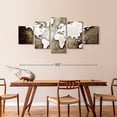 thumbnail image 3 of Elephant Stock Old Grunge World Map Wall Art - Horizontal Multi Panel Canvas - Living Room Wall Decor - Map Multi Panel - Gray And Brown Decor - 92" x 42", 3 of 8