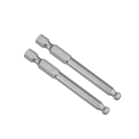 

2Pcs Ball End Hex Bits 1/4 Inch Hex Shank 2.6 Inch Length Magnetic H5 Head Screwdriver S2 HRC58 Screw Driver Bit