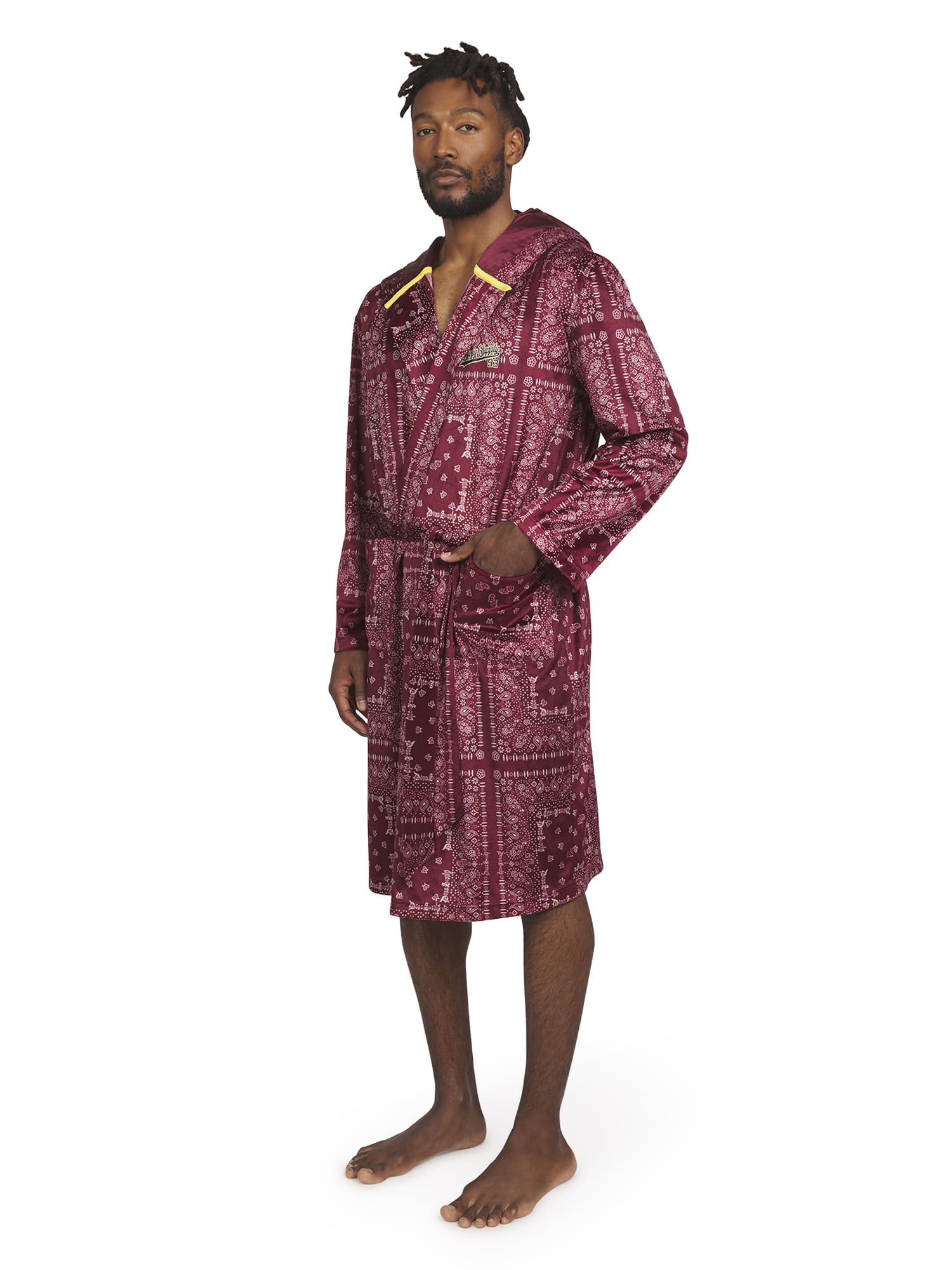 Dogg Supply by Snoop Dogg Men's Long Sleeve Microfleece Hooded Lounge Robe with Pockets