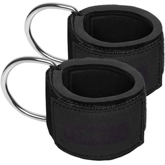 ELAYARD Set of 2 Adjustable Black Ankle Straps for Home Gym Cable Machine Leg Workouts and Strength Training