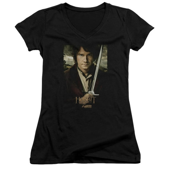 The Hobbit Baggins Poster Junior Women's V-Neck T-Shirt Black