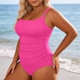 thumbnail image 2 of PMVFHDE One Piece Swimsuit Women Ribbed Casual Pleated Plus Size Monokini With Bathing Suit Design For Beach Pool, 2 of 5