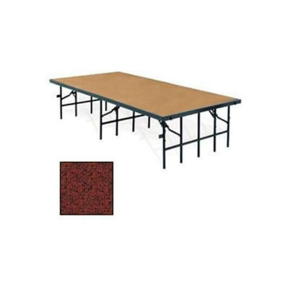 Portable Stage with Carpet - Red - 96 x 36 x 16 in.