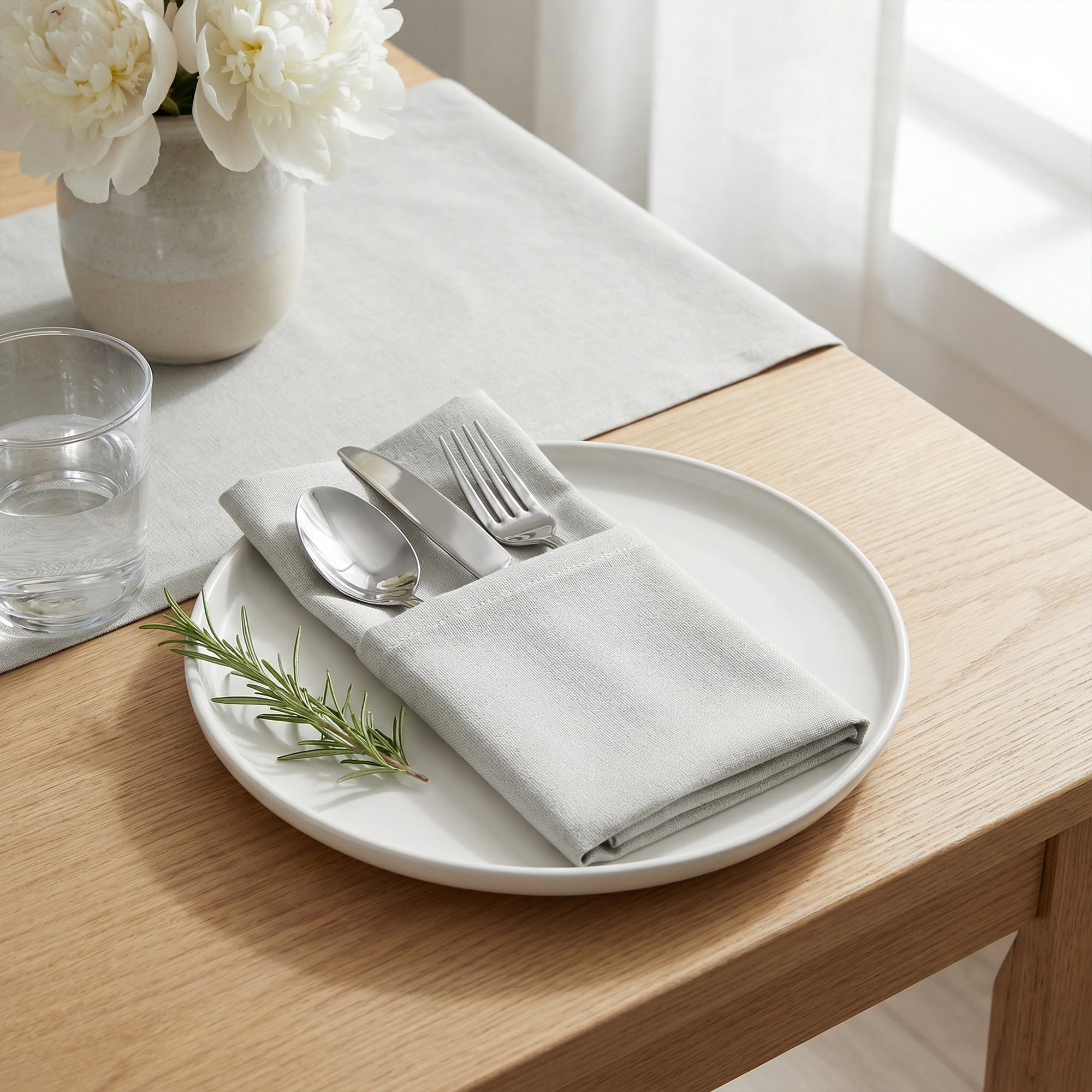 Unique Bargains 12Pcs  Washable Reusable Party Cloth Napkins Silver Gray 17x17inch