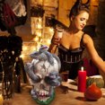 thumbnail image 1 of Fiudx Decoración del hogar Esqueletos de Halloween de resina, simulación realista de cráneo humano, modelo de hueso de cabeza, accesorio de Halloween, mini esqueleto realista, decoración espeluznante, 1 of 4
