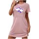 thumbnail image 2 of Camisón corto de San Valentín para mujer, talla grande, estampado en el pecho, cuello redondo, manga corta, 2 of 3