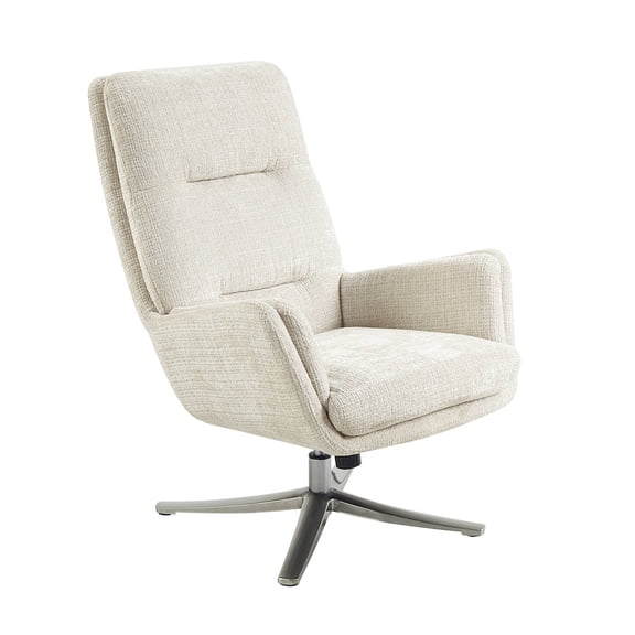 Lexicon Parker Chenille Swivel Chair with Ottoman in Beige