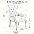 thumbnail image 2 of Upholstered Chenille Fabric Dining Chairs with Arms Set of 8, Tufted High Back Dining Room Chairs with Curved Rubberwood Legs, Kitchen Chairs, Blue, 2 of 8