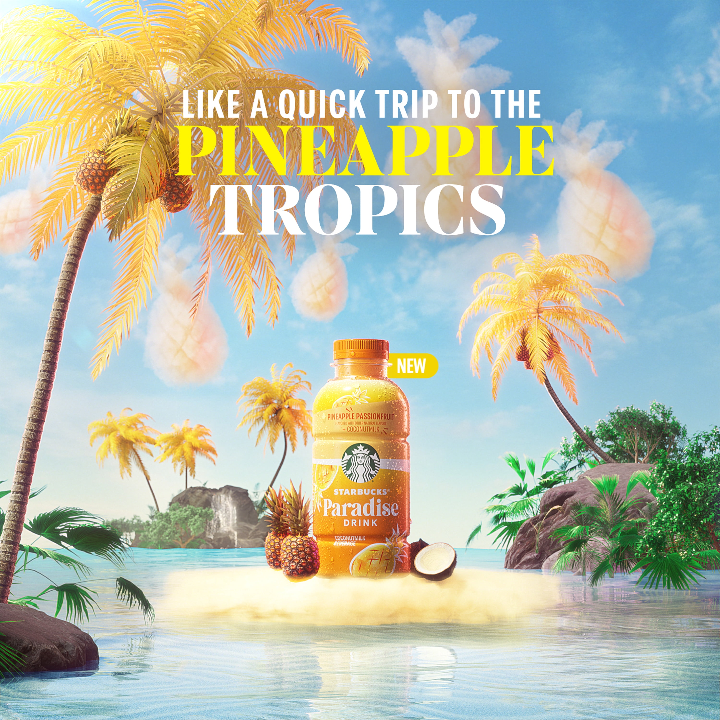 (2 pack) PR Starbucks Paradise Drink Pineapple Passionfruit with Coconut Milk, 14 fl oz Bottle