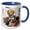 Blue/White, variant on 3drose, Funny Cute Cool Abstract Yellow Labrador Retriever Dog Bowling, 15oz Two-tone Yellow Mug