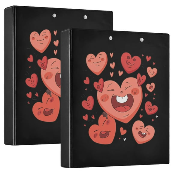 joogoo Cute Heart Hardcover 3 Ring Binder 1.5" Round Rings Interior Pockets Binders Organizer 2 Pack