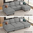 thumbnail image 4 of Belffin D52.8"xW103"xH36.4" Chenille Modular Sofa Sectional Sofa With Pull Out Bed, Armrests With Cup Holder Removable Cover Modular Sectional Sleeper Sofa With Storage For Living Room, Grey, 4 of 10