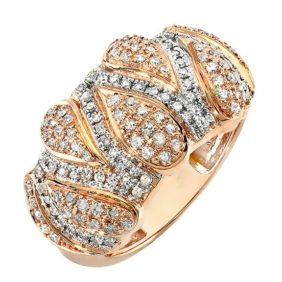 0.60 Carat (ctw) 14k Rose Gold Round Diamond Ladies Right Hand Cocktail Ring