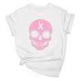 thumbnail image 2 of Women Skull Pink Ribbon Calavera Breast Cancer Short Sleeve T-Shirt Funky Cancer Awareness Gifts Tee Tops, 2 of 3