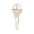thumbnail image 3 of ANGARA Freshwater Cultured Pearl and Coffee Diamond Halo Ring in 14K Yellow Gold for Women | June Birthstone, Birthday, Anniversary, Jewelry Gift for Women | Pearl Ring, 3 of 9