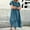 Dark Blue, variant on Black Women's Summer Dress Casual Cre W Neck Short Sleeve Pleated Flare Midi Dress Loose Knee Length Dresses Ne W
