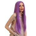 thumbnail image 1 of Pelucas para mujeres Peluca recta Pelucas sintéticas para fiestas Pelucas completas de parte exterior exterior exterior , 26 pulgadas, Morado shamjiam Mujeres largas pelucas rectas, 1 of 9