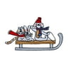 ID 8064 Cute Animals On Sled Patch Winter Sledding Embroidered Iron-On Applique