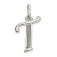 thumbnail image 3 of 925 Sterling Silver Polished Glitter Enamel Letter T Shaped Pendant, 3 of 5