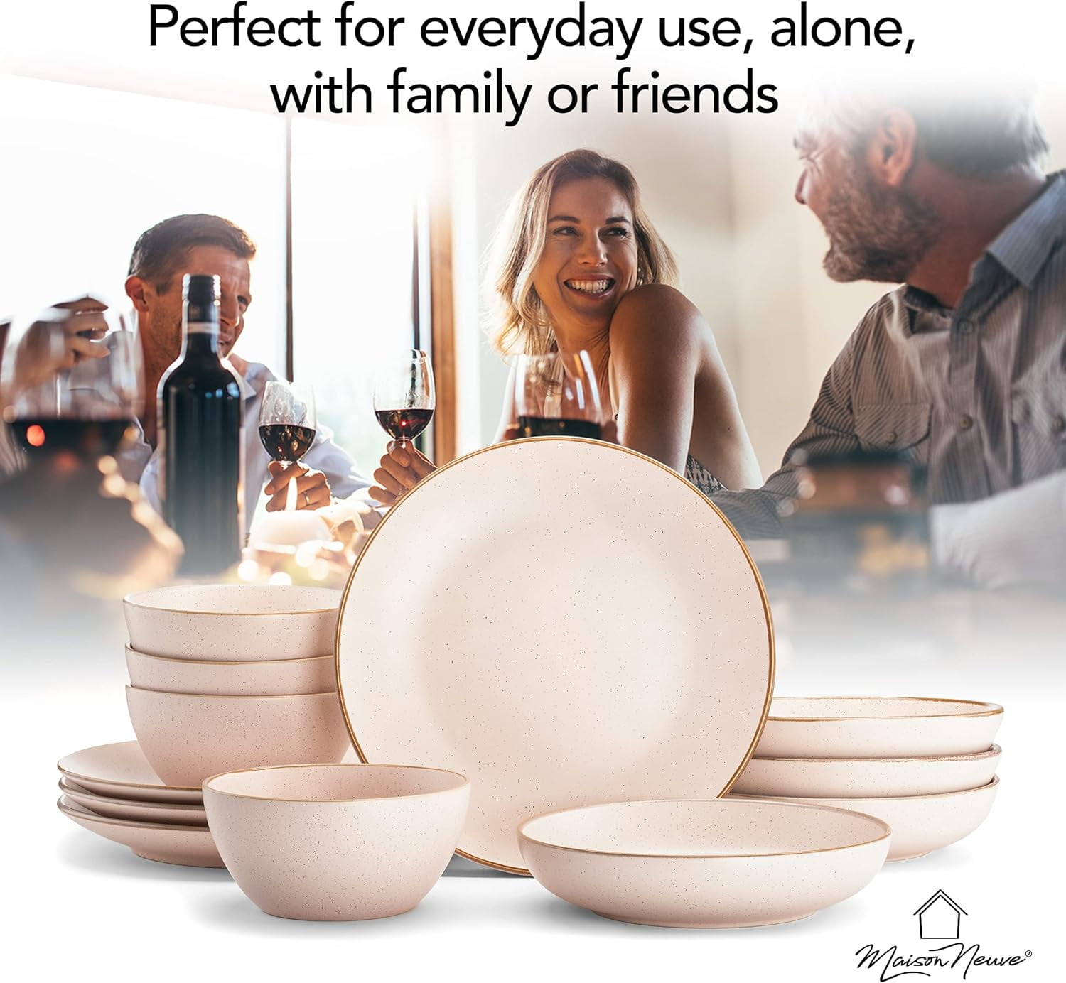 Maison Neuve Riverside 12-Piece Dinnerware Set for 4, Hand Crafted
