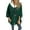 Green M, variant on Fall Winter Women Jacket Loose Stand Collar Colorblock Zipper Closure Three-quarter Horn Sleeves Mid Length Casual Daily Wear Jacket