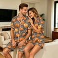 thumbnail image 5 of Mens Casual Couple Loungewear Set Allover Halloween Pattern Short Sleeve Pocket Shirt And Matching Sleep Shorts, 5 of 7