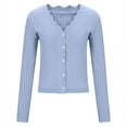 thumbnail image 5 of BXINGOHAI Women's Open Front Knit Cropped Bolero Shrug Cardigan Sweater Long Sleeve Light Blue 2XL, 5 of 7