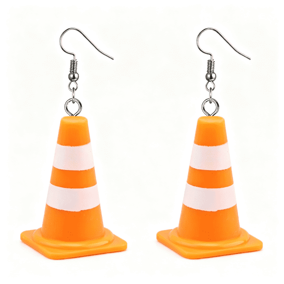 DESIGNICE Traffic Cone Dangle Earrings Lightweight Acrylic Traffic Warnings Drop Earring for Women Creative Jewelry Playful Style Funky Earrings for Women