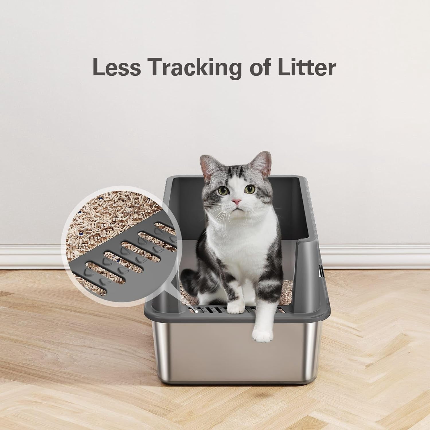 Stainless Steel Litter Box, Multi-Color Litter Box - High Sided, Small Metal Litter Box for Kittens - Easy to Clean, Leak-Proof, Non-Stick, Odor-reducing