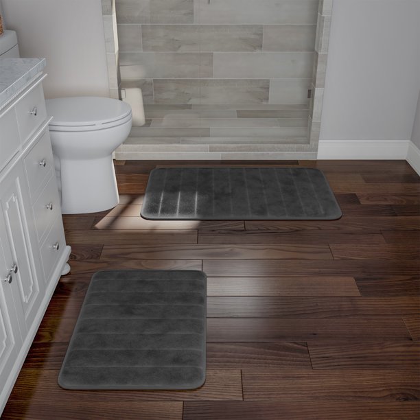 Set of 2 Memory Foam Bath Rugs by Lavish Home