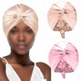 thumbnail image 3 of Capó de seda satinada para dormir Gorro de dormir con turbante de doble capa, 3 of 8