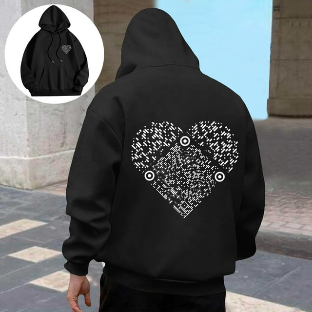 MHFRRA Sudadera con Capucha Estampada de Color Sólido para Hombre y Mujer, Abrigo Cálido y Cómodo de Invierno Negro